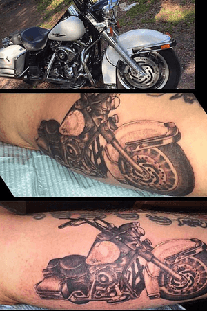 Custom tattoo of the homies bike 