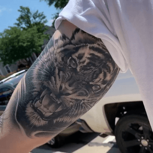 Tiger tattoo #realistictattoo # tigertattoo # Detroittattooartist 