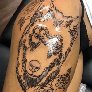 Lion tattoo line work 