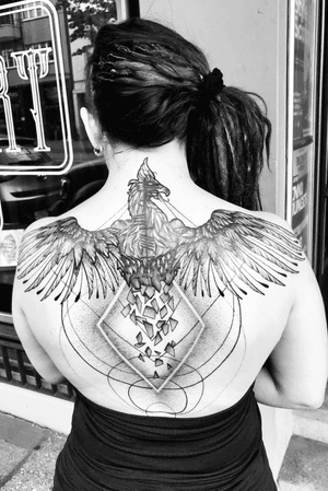 sixth - cover up - done by keff #phoenix #wings #back #coverup