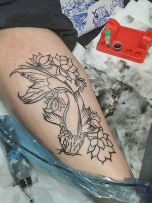 Koi fish and flowers outline....more to come when finish shading