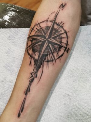 Rose Compass tattoo