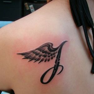 Angel wing into letter inital