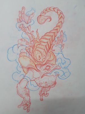 Frog and the scorpion tattoo design ready to go!!