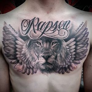 Chest piece done the other week #tattoo #lion #liontattoo #realism 