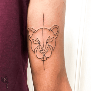 Single Line Big Cat Tattoo by Kirstie Trew • KTREW Tattoo • Birmingham, UK 🇬🇧 #finelinetattoo #lineworktattoo #singlelinetattoo #bigcattattoo #cattattoo #birmingham 