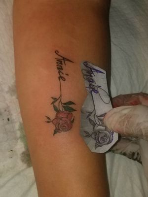 Rose with Name 3.5inch tattoo 5k 