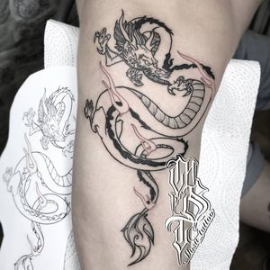 Dragon japonés #tattooart #dragontattoo #blacktattoo #tattoomodel #blackworktattoo 