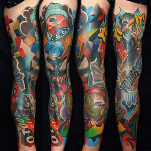 Legsleeve by @fishero - Freihand tattoo #fishero #fisherotattoo #sleeve #sleevetattoo #legsleeve #legtattoo 
