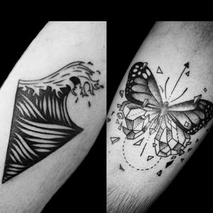 Dos tatus qe se fueron hoy hacia rojas.. #tattoo #ink #inked #mariposa #butterfly #waves #olas #butterflytattoo #pariposatattoo #wavestattoo #olastattoo #blacktattoos #blackwork #blackworkers #luchotattoo #luchotattooer #pergamino 