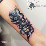 Coloured Galaxy forearm piece by Dai