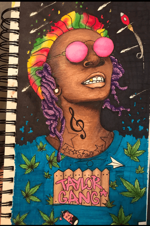 #wizkhalifa #outerspace #drawing #watercolor #sharpie #taylorgang #flyhigh