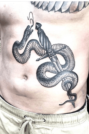 Snake and Dagger tattooo 