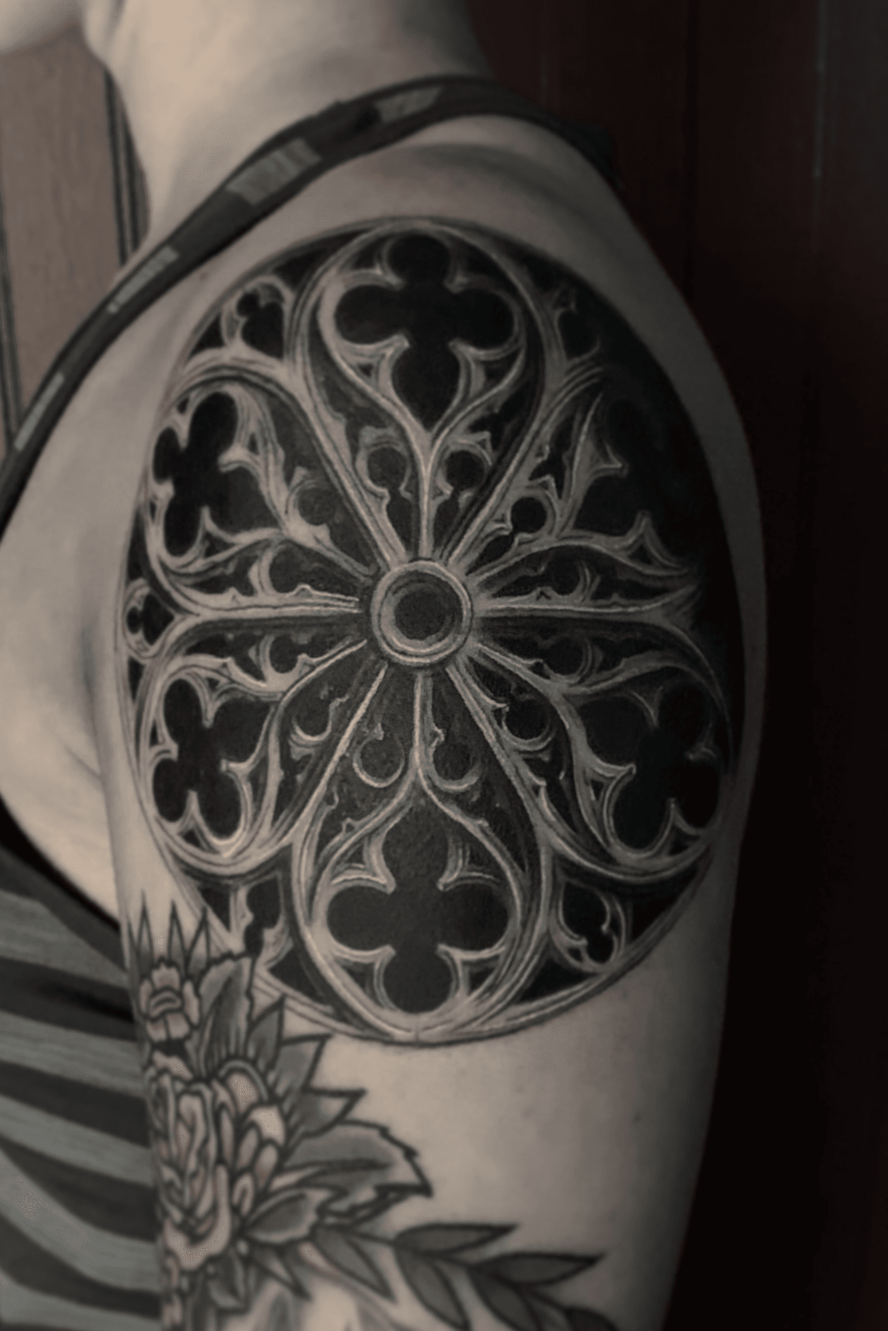 Tattoo uploaded by Ross Howerton  A realistic eye meshed into a cathedrals  rose window via Mumia IGmumia916 architectural blackandgrey cathedral  eyeball Mumia realism surrealism  Tattoodo