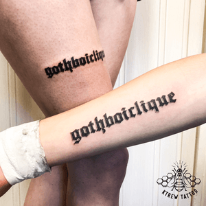 Gothboiclique Tattoo by Kirstie Trew • KTREW Tattoo • Birmingham, UK 🇬🇧 #lettering #tattoo #script #gothboiclique #birminghamuk