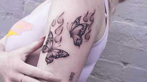 🦋💞🦋 #Tattoodo #tattoodobabes #inkedgirl #butterflytattoo #flames #btattooing #tattooed #girly #tattoo #tattooidea #girlswithtattoos 