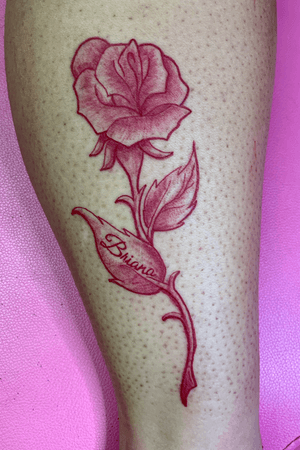 red rose leg tattoo 