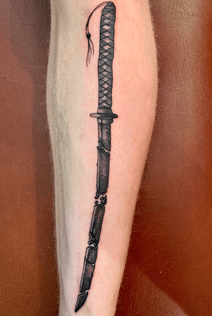 shin! black and grey broken sword tattoo 