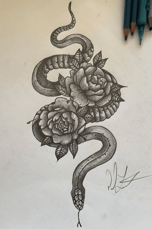 9 hour snake and rose drawing 