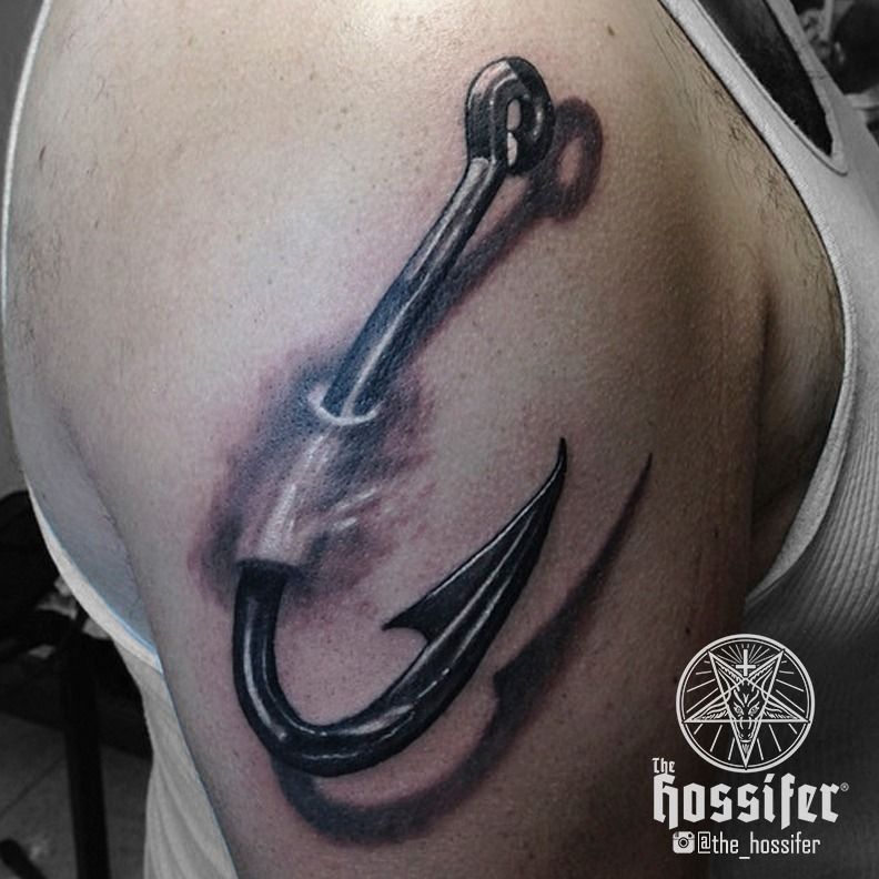 fishing hook tattoos for men