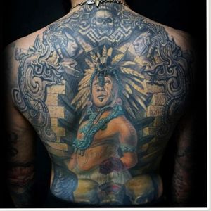 From: tattooimages.biz#Colored #Aztec #fullback #blue