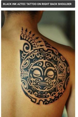 From: tattoostime.com #Aztec #shoulderbladetattoo 