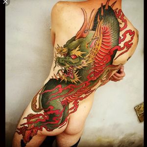 From: tattoodo.com#Colored #Japanese #dragon #fullbacktattoo 