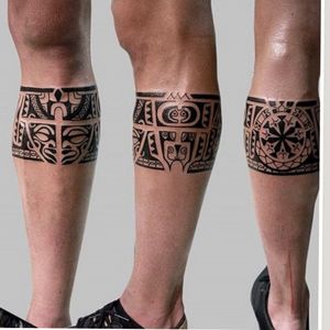From: tattooimages.biz #Aztec #calf #band 