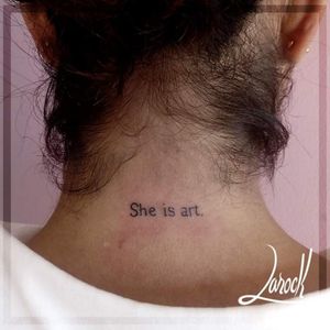 She is art. #sheisarttattoo #letterstattoo #finelinetattoo 