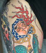 Hyottoko on my mate @krgrmly done @progressiontattoo #tattoodo #tattoodoambassador #hyottokotattoo