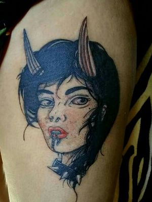 #evil #girl #demon #blackwork #tattoo 