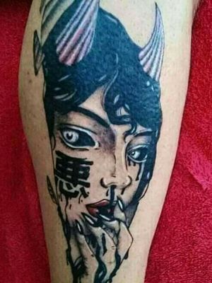 #diabla #evil #girl #blackwork #tattoo 