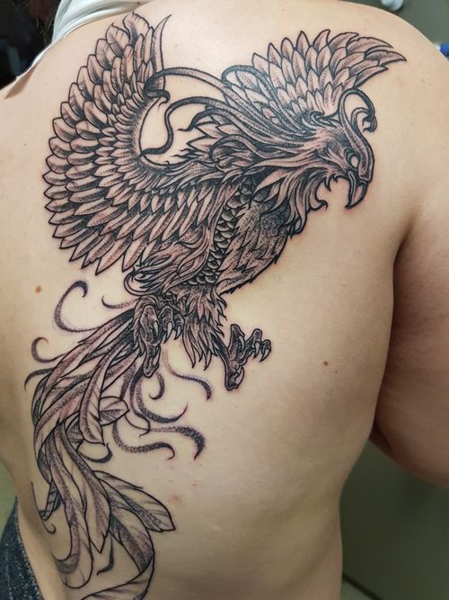 Tattoo Uploaded By Breana Evans Rise From The Ashes Like A Phoenix Blackandwhiteink Phoenix Detailedtattoo Hurt Tattoodo