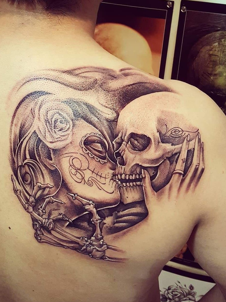 Tattoofo  Kissing skulls based off a client idea tattoo skulls king  queen worldfamousink  Facebook