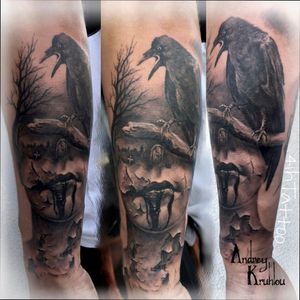 #tattooed #tattoos #ink #dynamicink @4ih_tattoo #AndreyKruhlou #blackandgray #graywash #Minsk #guestspots #tattooartist   #tattooart   #tattoostyle #artist #art #tattoophotography  #animaltattoo #guestspottattoo #guestspot #tattooguestspot #tattooistartmag #tattoorealistic #horrorart #horror #lips #raventattoo #Ravens #tattoohorror
