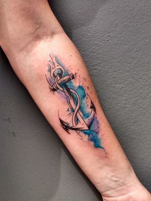 Tattoo anchor watercolor