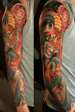 Finished Jae’s sleeve up the other day, it was his first tattoo! 