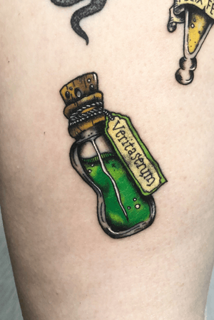 Veritaserum Potion Bottle Tattoo #veritaserum #veritaserumpotion #potion #potionbottle #harrypotter #harrypotter tattoo