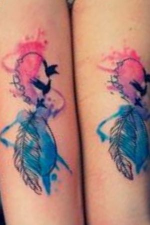Not my tattoo. My sister and I are looking to get matching tattoos and this is what we've settled on I believe. I'm not a fan of watercolor, it is beautiful but not so much my style.