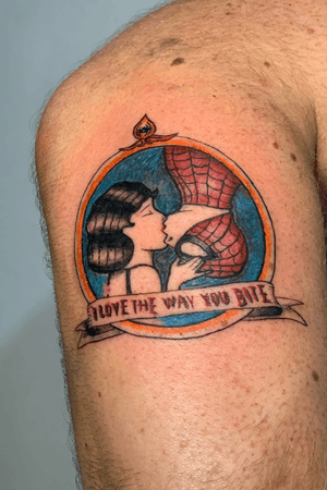 Cool Oldschool Spider-Man tattoo. Read the writing 😉