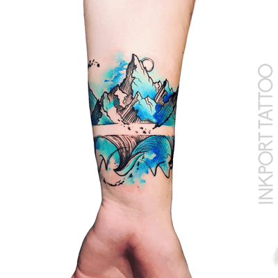 Wave at the mountains by @inkporttattoo #Москва #mountaintTtoo #wavetattoo #fairytale #moscowtattoo #space #акварельтату #moscow #watercolor #usa #tattoomoscow #татуировка #watercolortattoo #inkporttattoo #watercolortattoos #abstract 