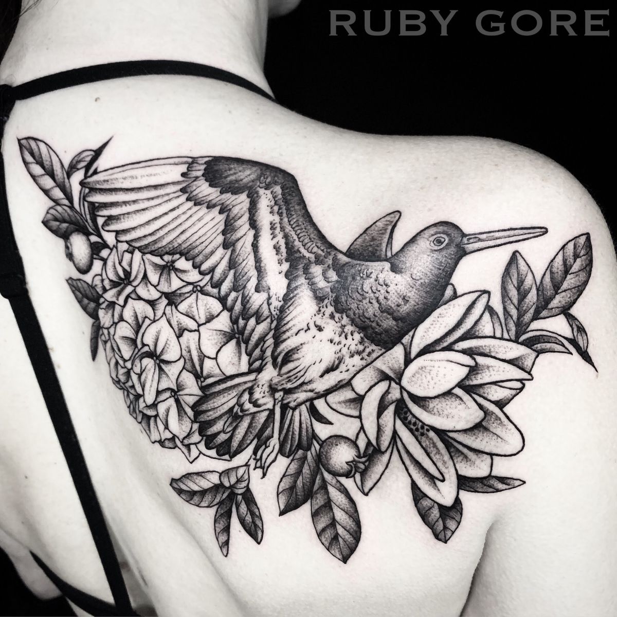 Tattoo uploaded by Ruby Gore • Botanical oystercatcher tattoo https