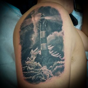 #lighthouse #blackandgreytattoo 