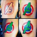 Avengers Logo with Capitan America Shield and Hulk colours