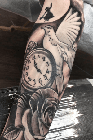 Black and grey cover up lower sleeve from philadelphia tattoo collective 