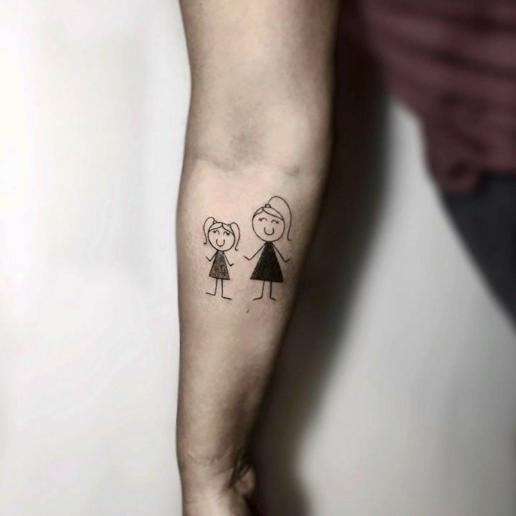 Boy and girl stick figure tattoo
