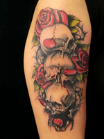 Hear no evil. See no evil. Speak no evil. Cool tattoo I did today. #skull #skulls #rose #roses #flower #flowers #floral #girlswithink #tattooedgirls #inked #tattoodesign #tattooidea #tattooartist 