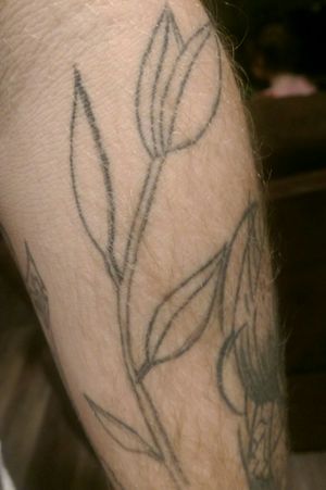 Forearm Tattoo - little vine and leaf I did for practice, I left space for my last name at the bottom. I'll finish sometime and post an update.
