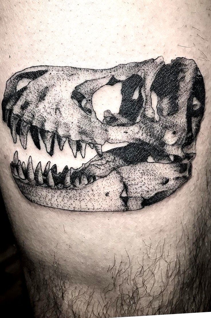 Tattoo uploaded by Héctor Rodríguez • Cráneo de dinosaurio T-Rex dinosaur •  Tattoodo
