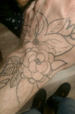 Hand Tattoo - Flower and wild berry tattoo I started a few months ago. Got really busy with work, I'd really like to finish this one for sure.